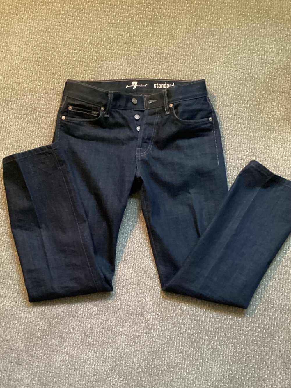 7 for All Mankind Dark Indigo Button-Fly Jeans